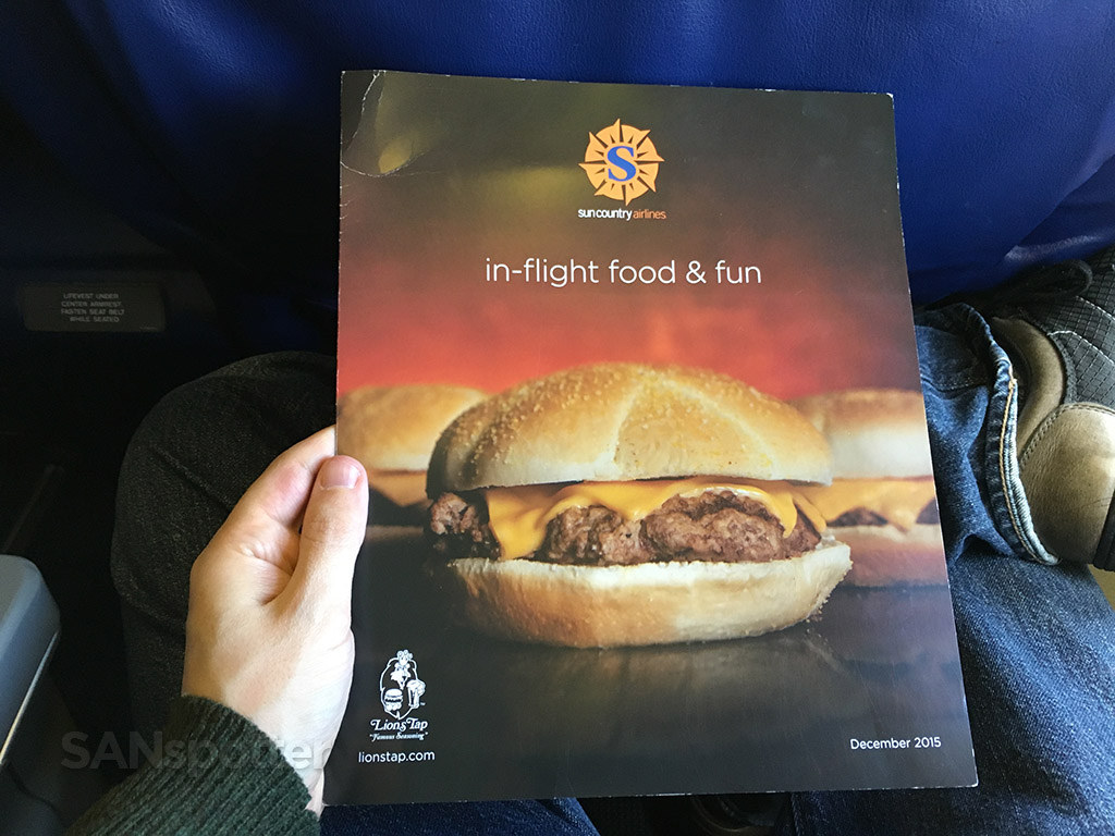 sun country in flight menu