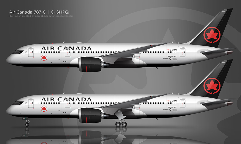 new air canada livery side view 787