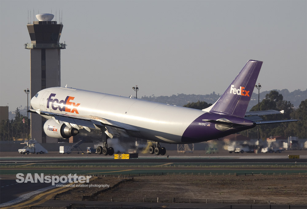 FedEx A300F touching down at SAN