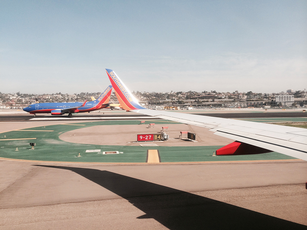 heading out to the runway at San Diego international airport