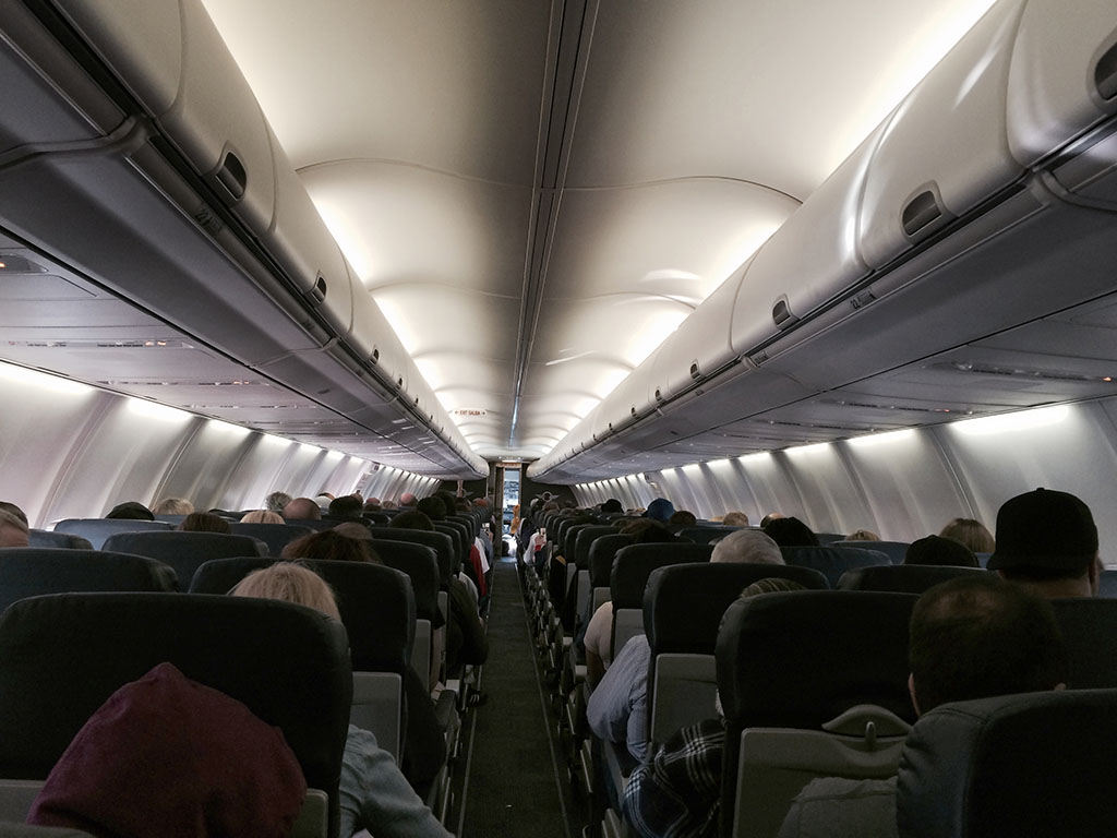 view from the last row on a southwest airlines 737
