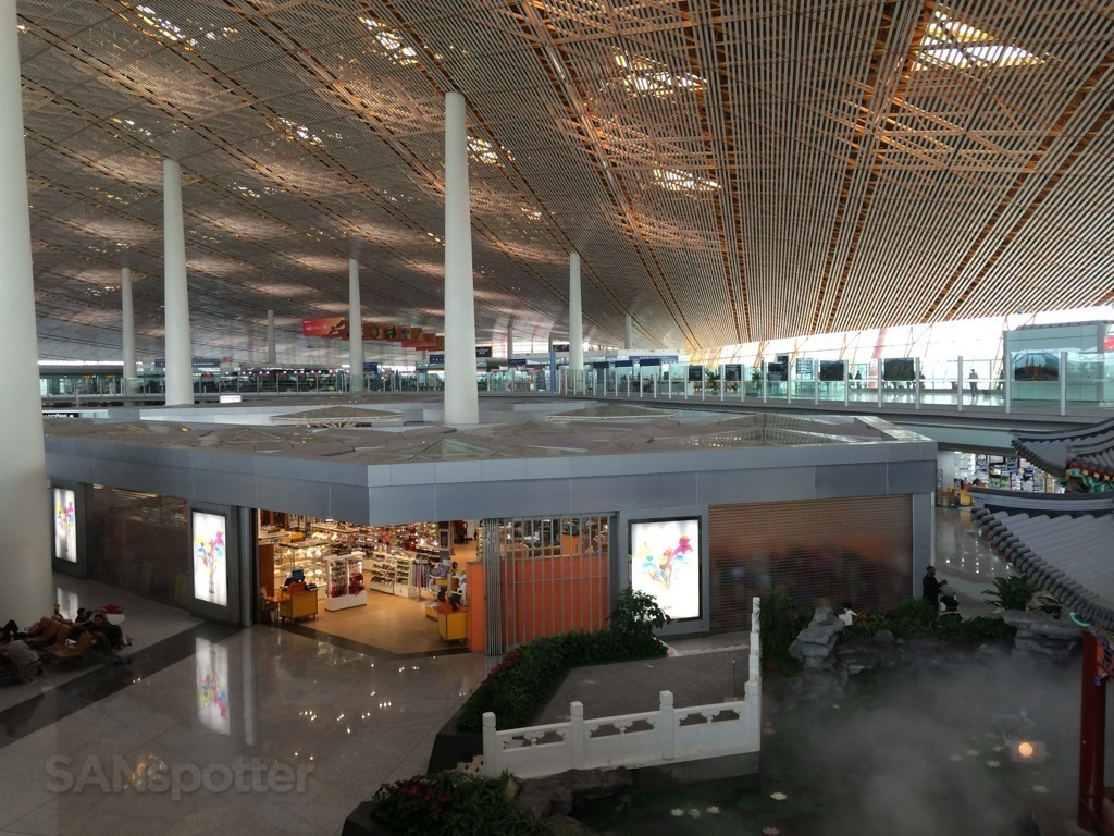 open air lounge view of terminal 3 at PEK