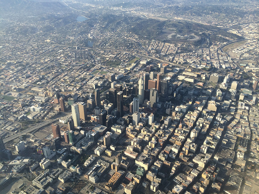 downtown los angeles from the air