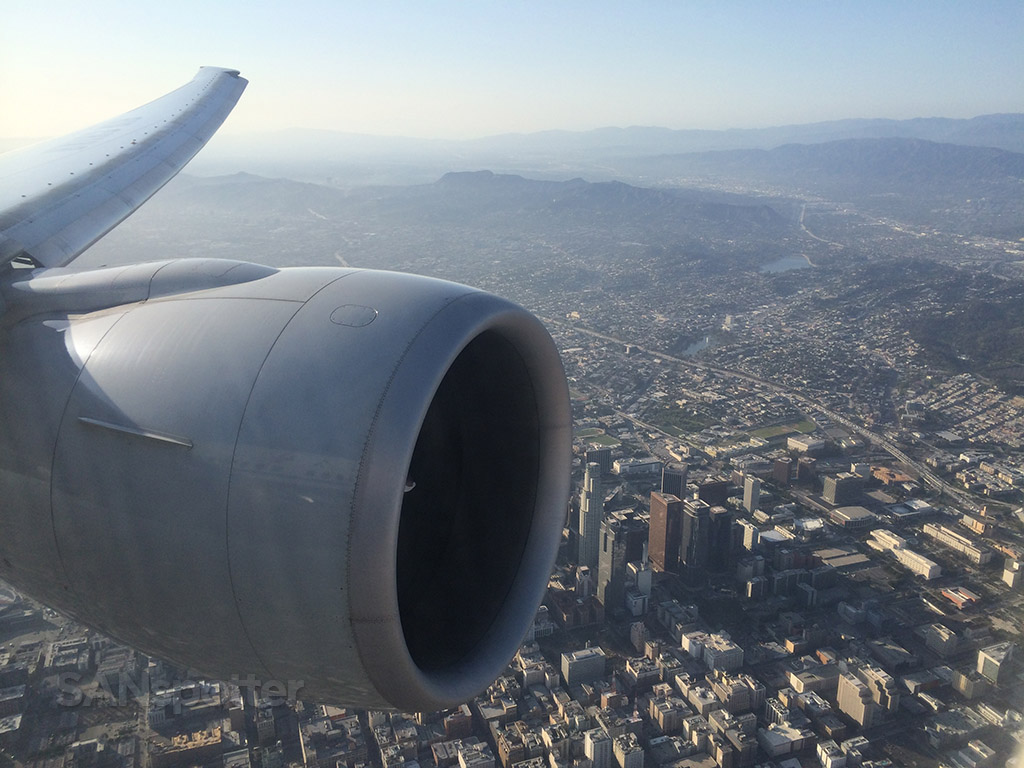 flying over downtown los angeles