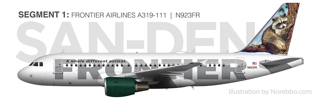 Frontier A319 side view illustration