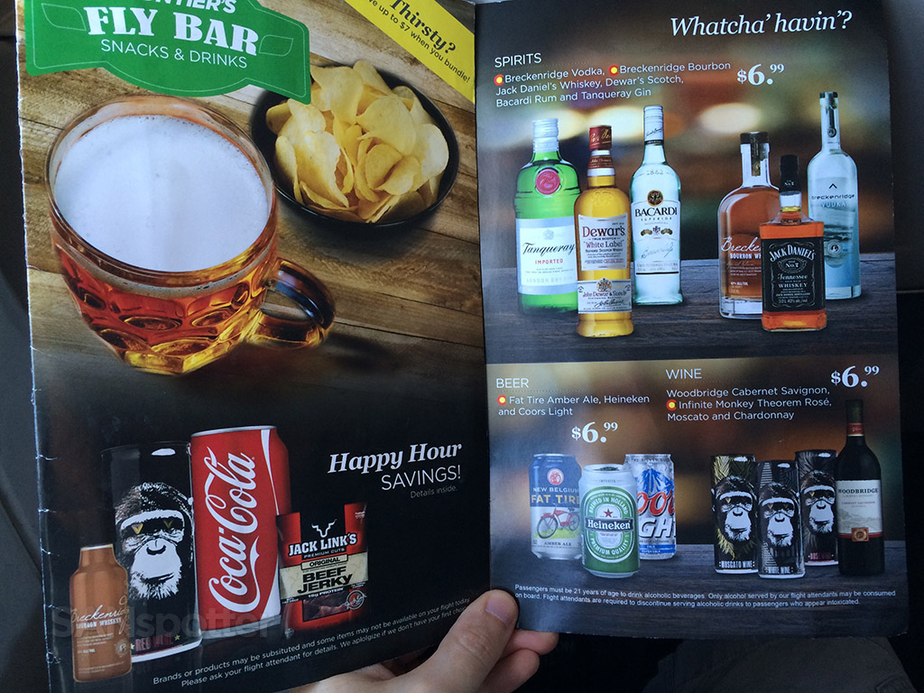 frontier airlines alcohol menu