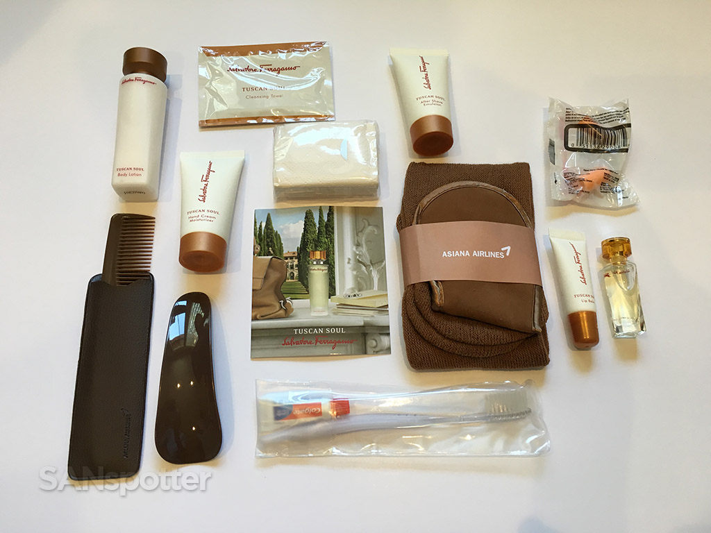 asiana first class amenity kit contents