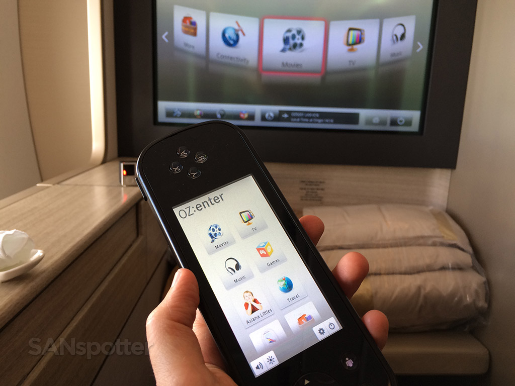 asiana a380 first class video remote