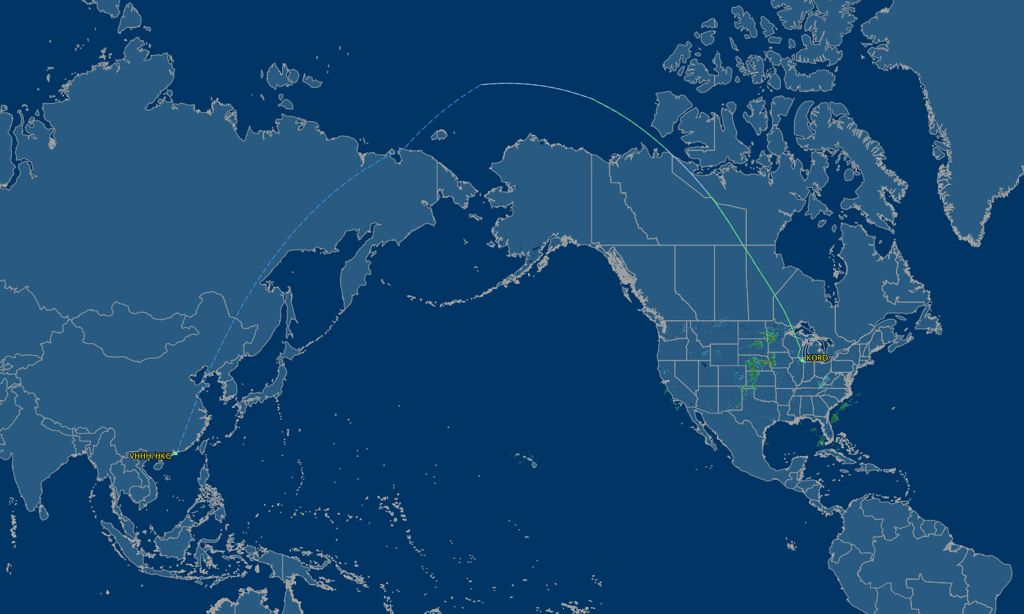 hong kong to chicago route map