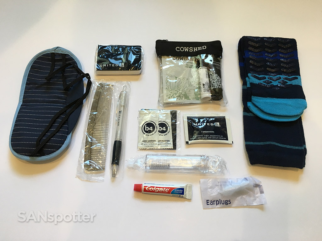 Contents of the amenity kit