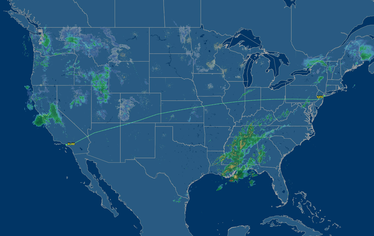 jfk to lax route map