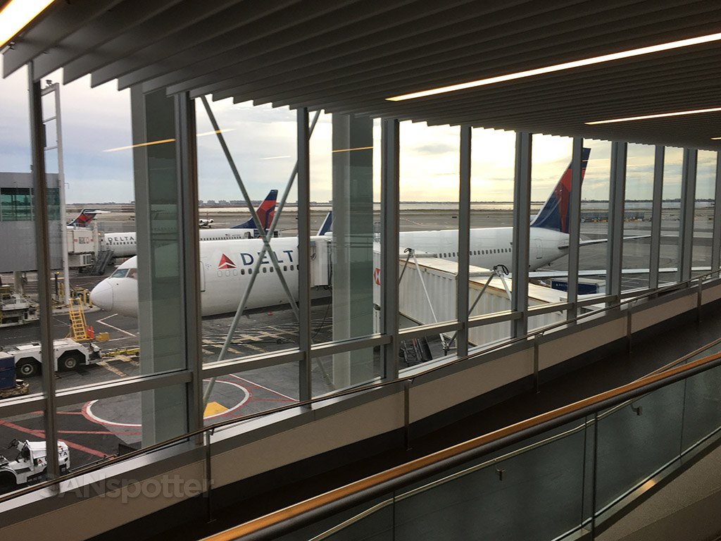 delta airlines 767-300 parked at the gate