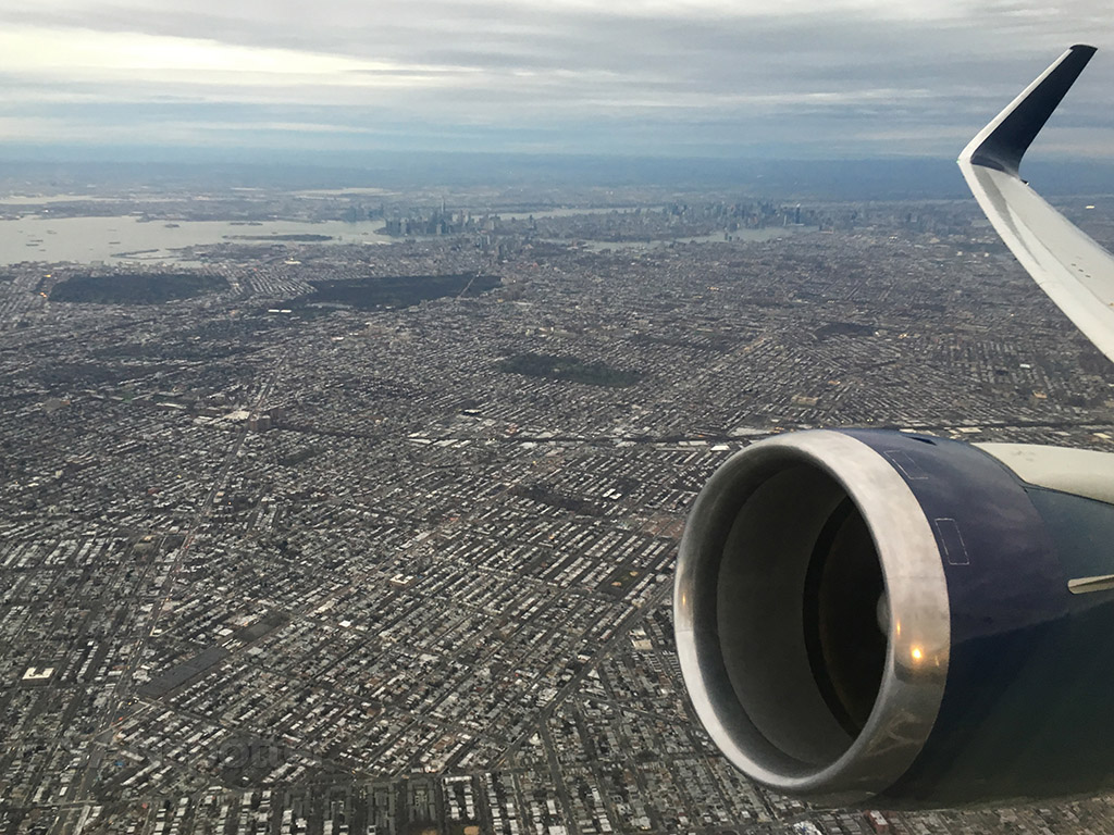 view of new york city on departure from jfk