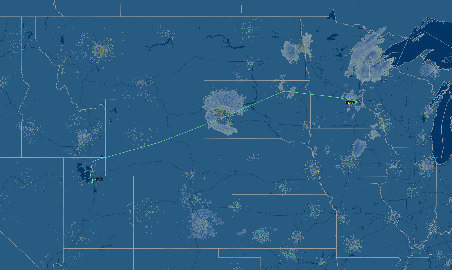 MSP to SLC air route