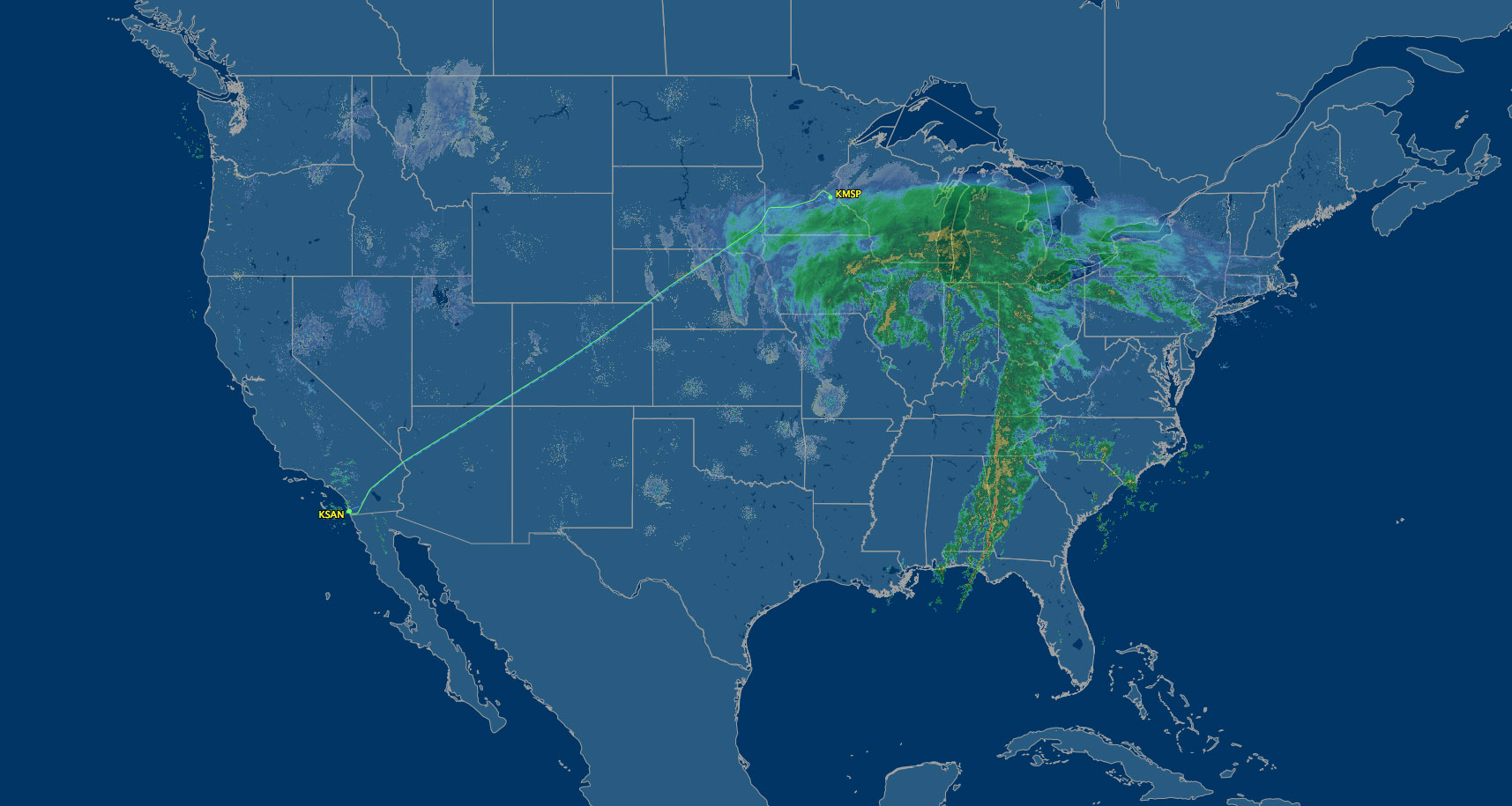 san diego to Minneapolis route map