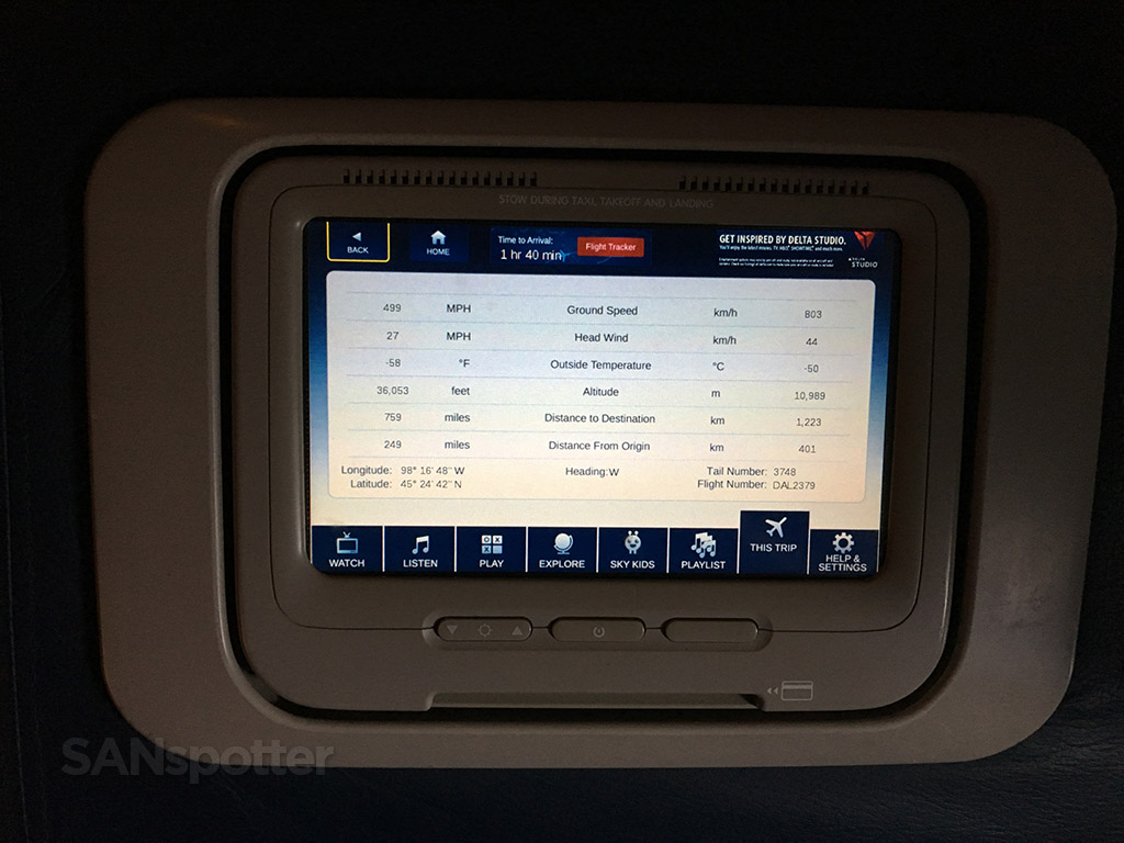 delta studio flight information screen