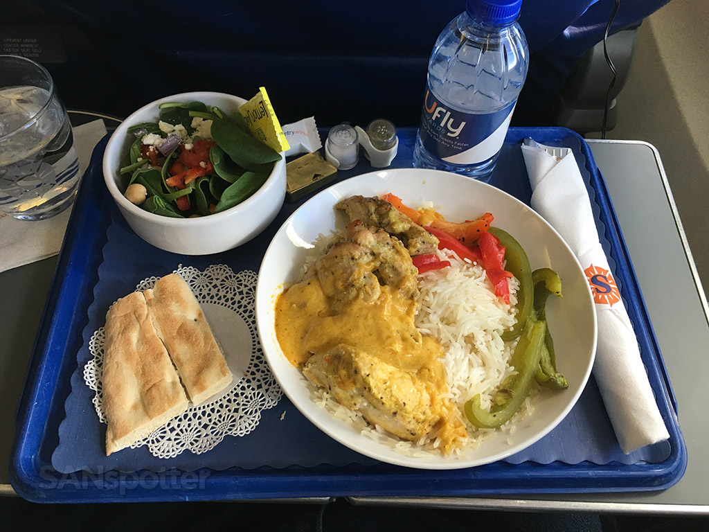 sun country airlines first class food
