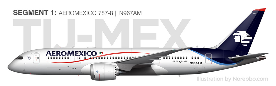 AeroMexico 787-8 (N967AM) side view illustration