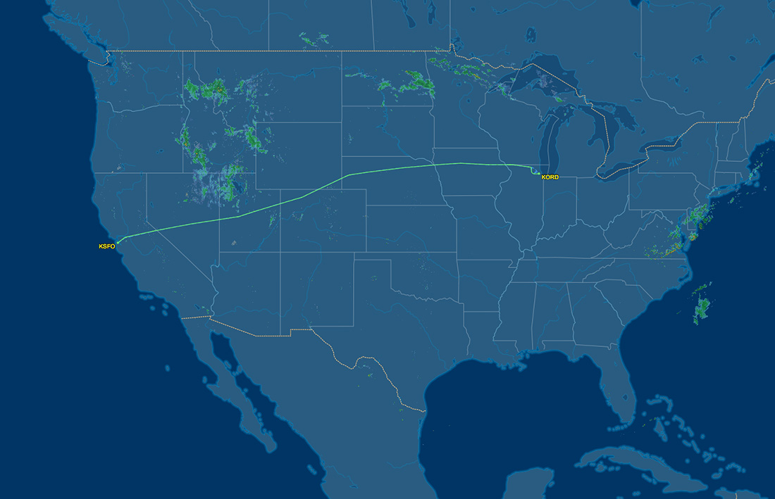 route from SFO to ORD