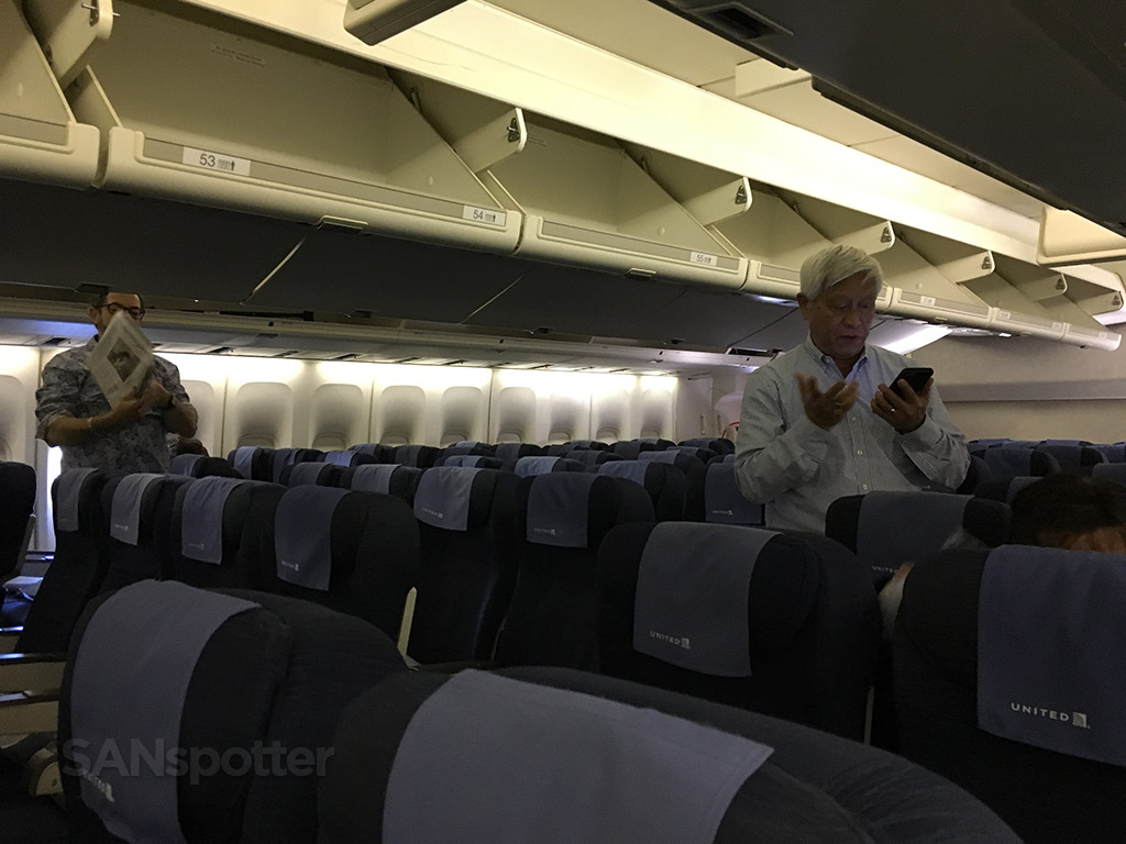 rear section united 747 economy cabin