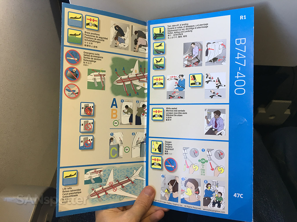 United Airlines 747-400 safety card