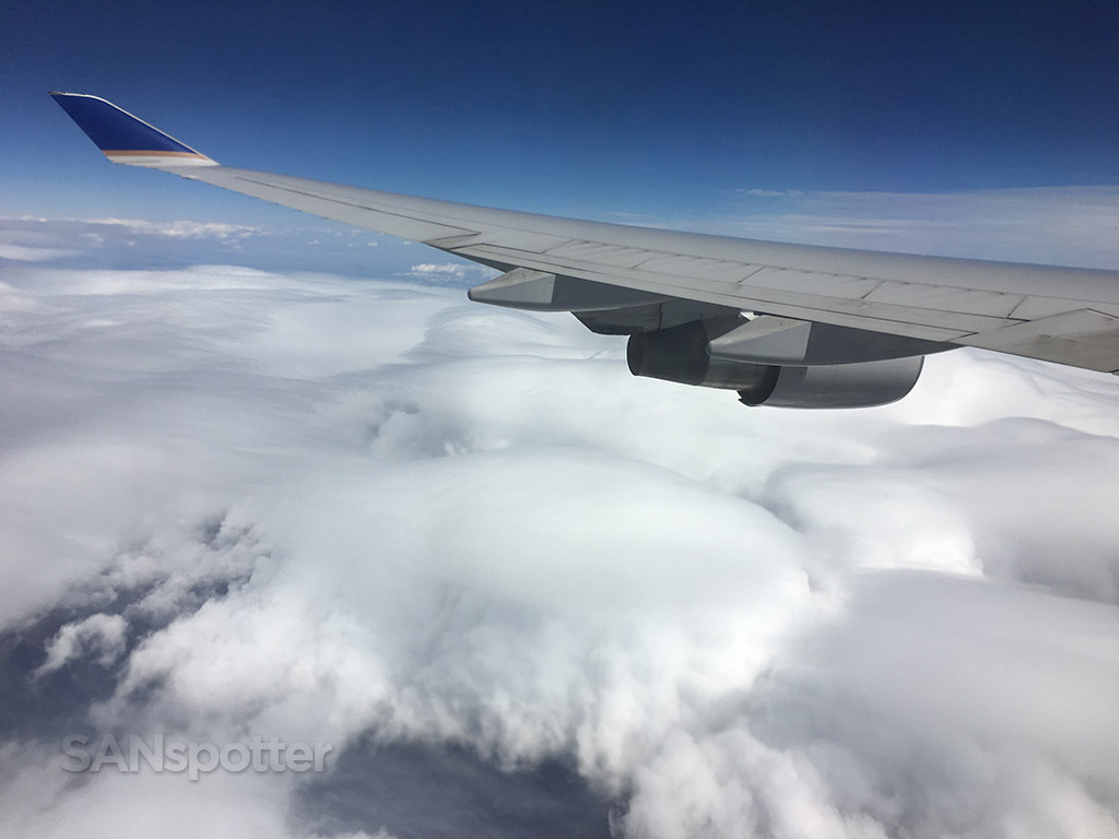 turbulent clouds fly over