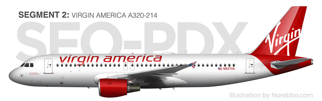 Virgin America A320 side view