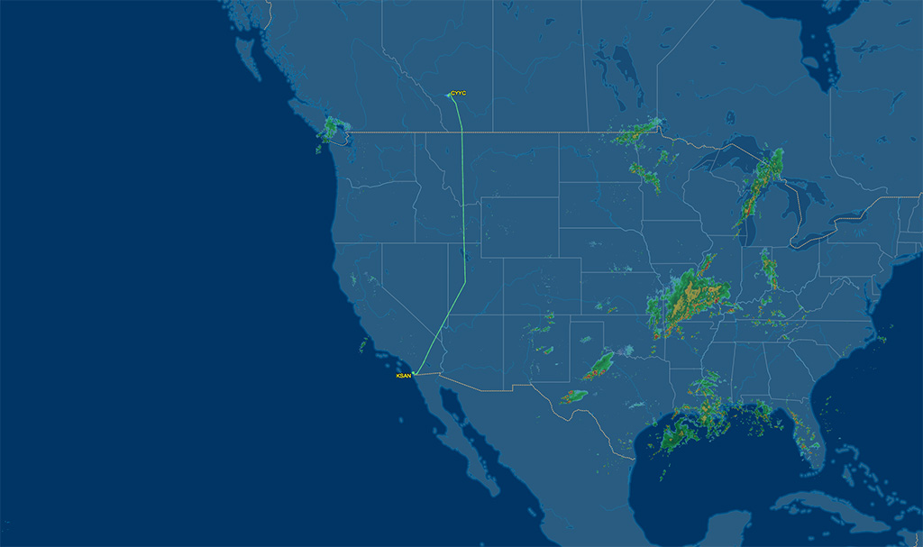san diego to calgary route map