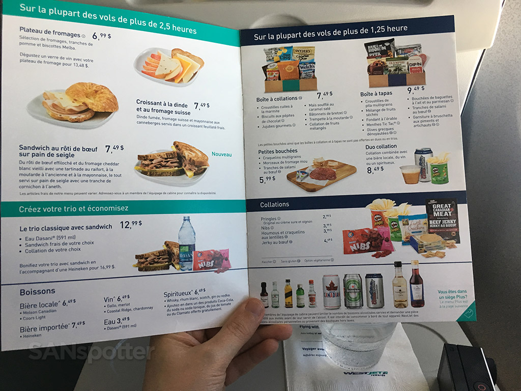 westjet food for purchase