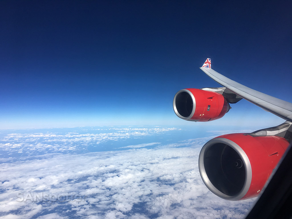 virgin atlantic a340-600 in flight