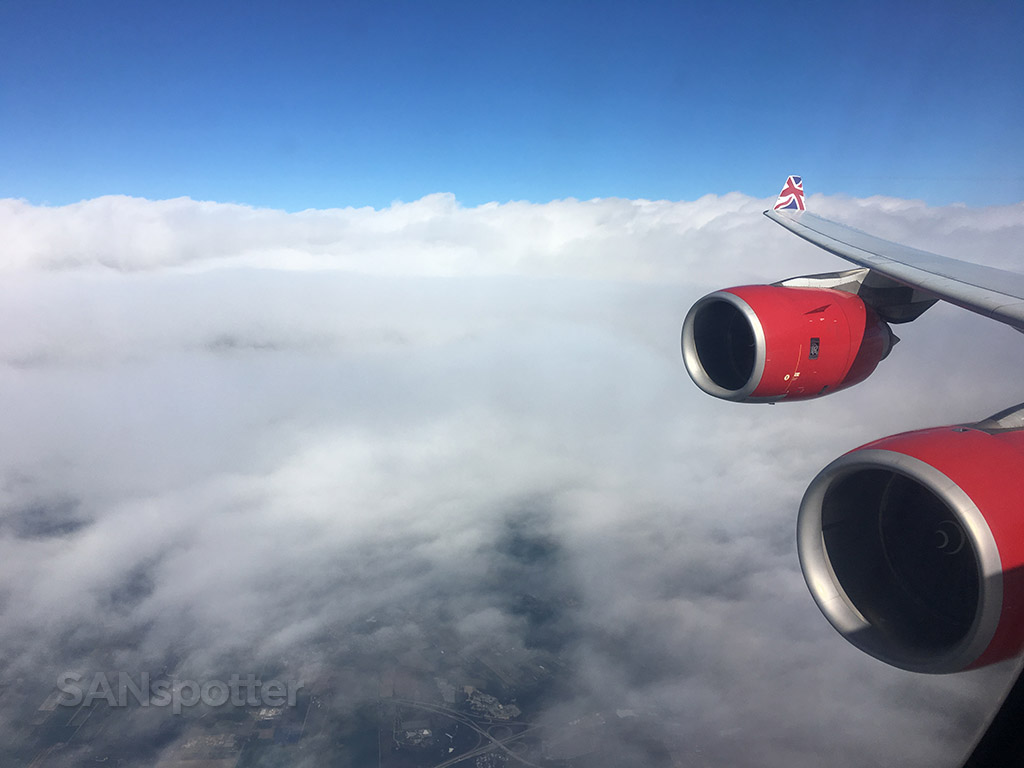 virgin atlantic a340-600 in flight