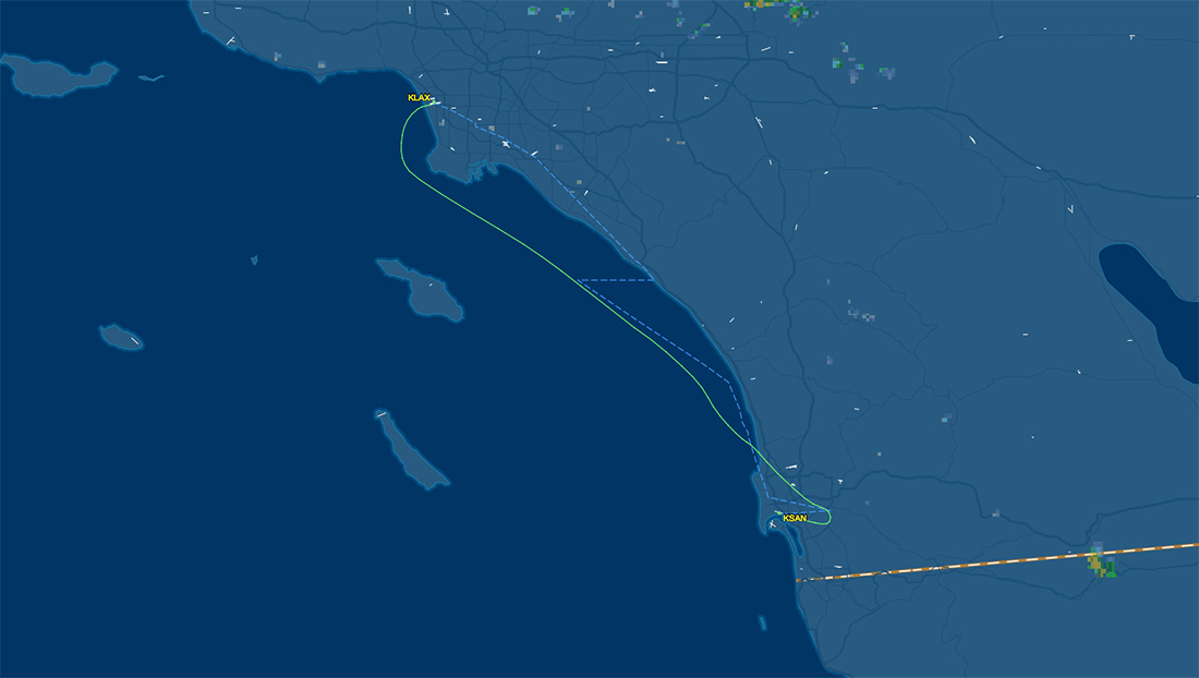 LAX-SAN route map