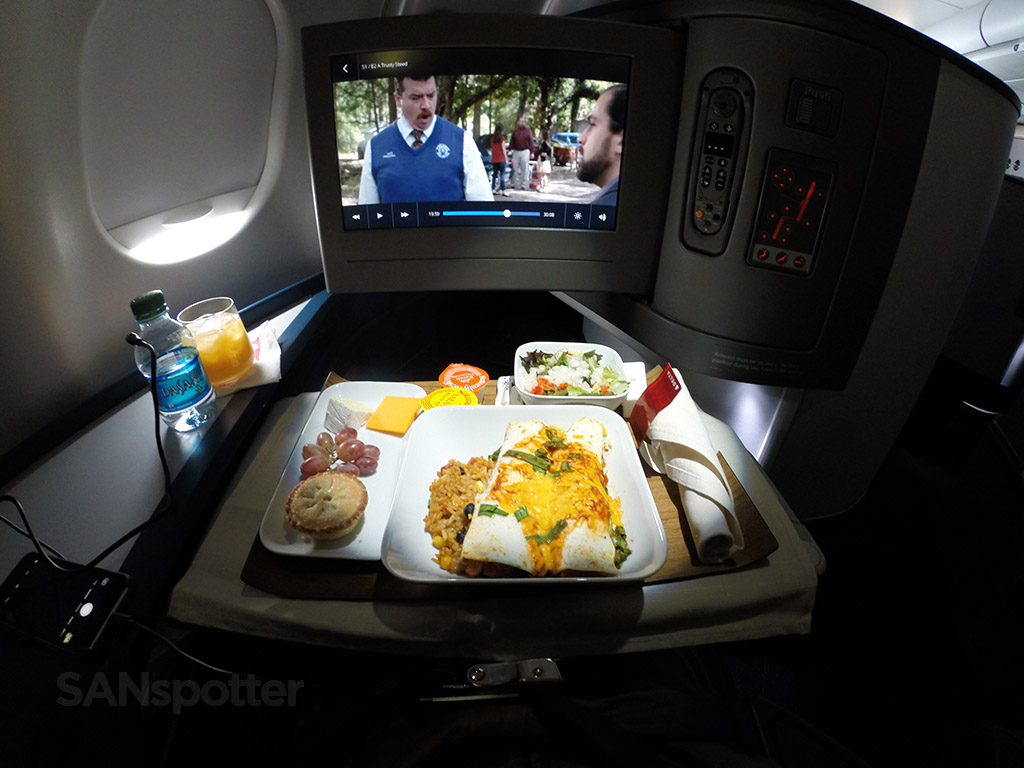 Delta one business class dinner service