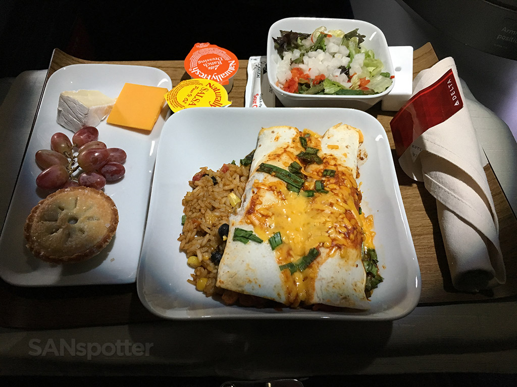 Delta one business class dinner service