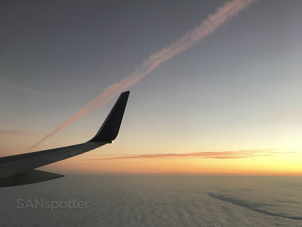 delta air lines 757-300 wing sunset
