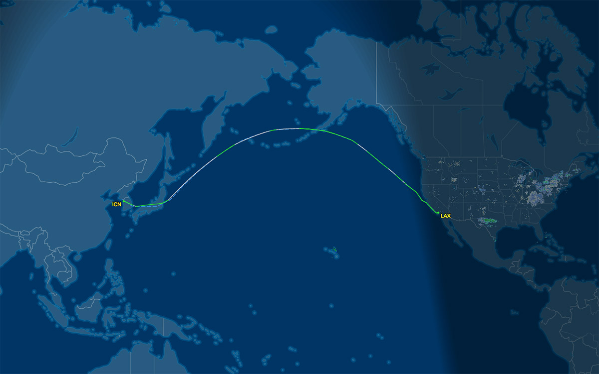LAX-ICN route map
