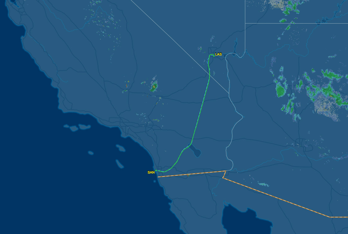 LAS to SAN route map