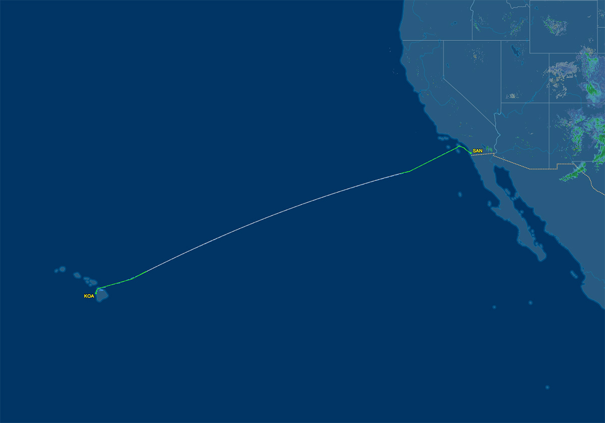 SAN to KOA route map