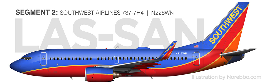 southwest airlines 737-700 side view by norebbo