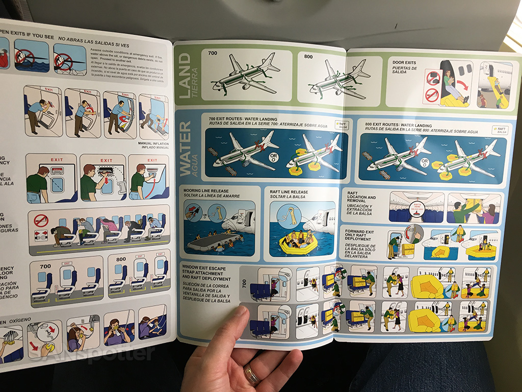 Southwest Airlines 737-700 safety card open