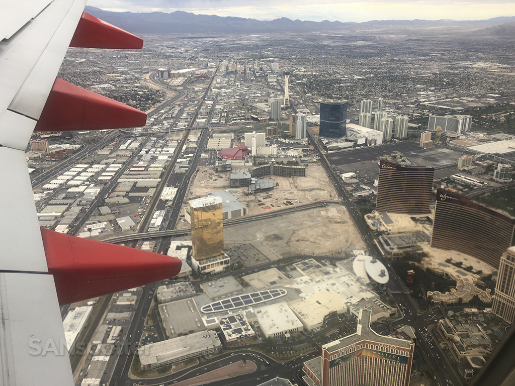 las vegas strip airplane view