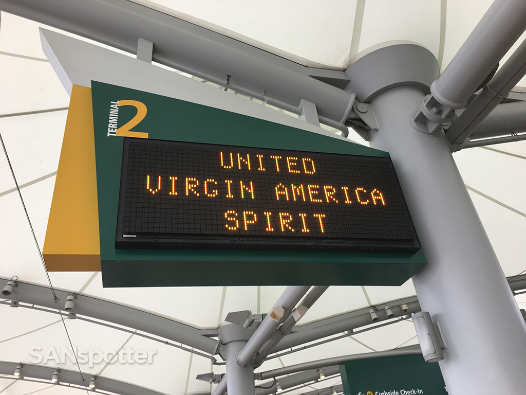 terminal 2 west SAN virgin america united spirit