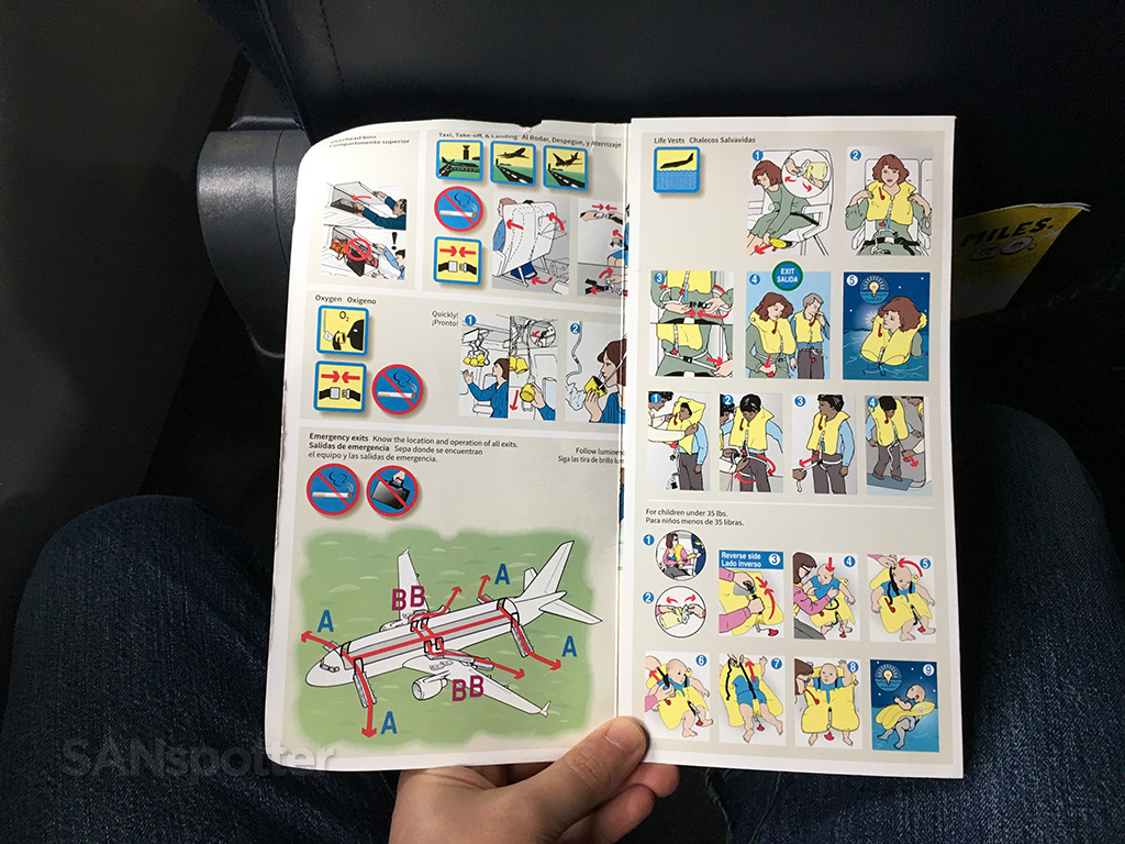 Spirit Airlines A320 safety card inner cover