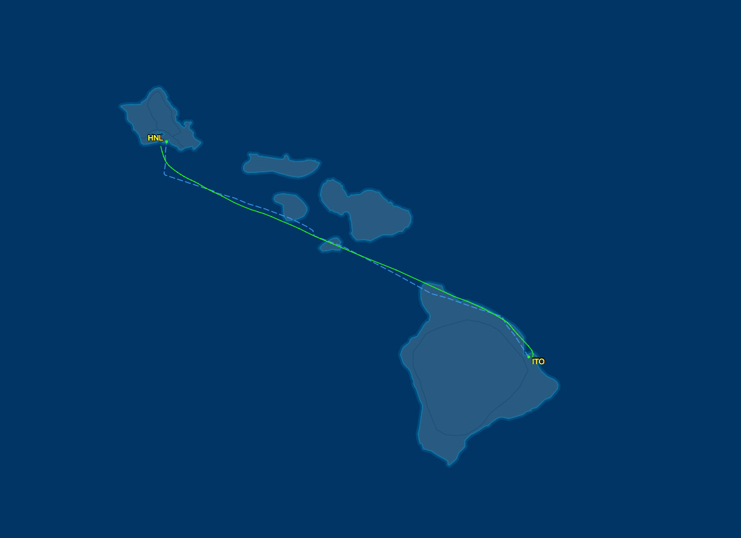 Air route from ITO to HNL