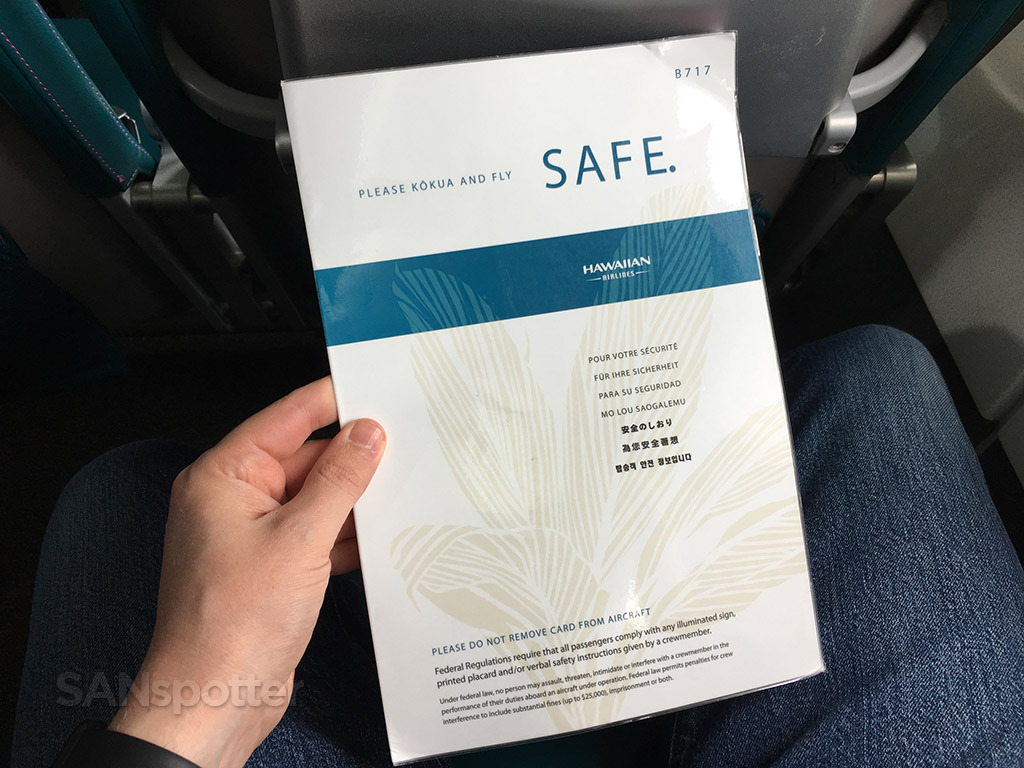 Hawaiian Airlines 717 safety card 