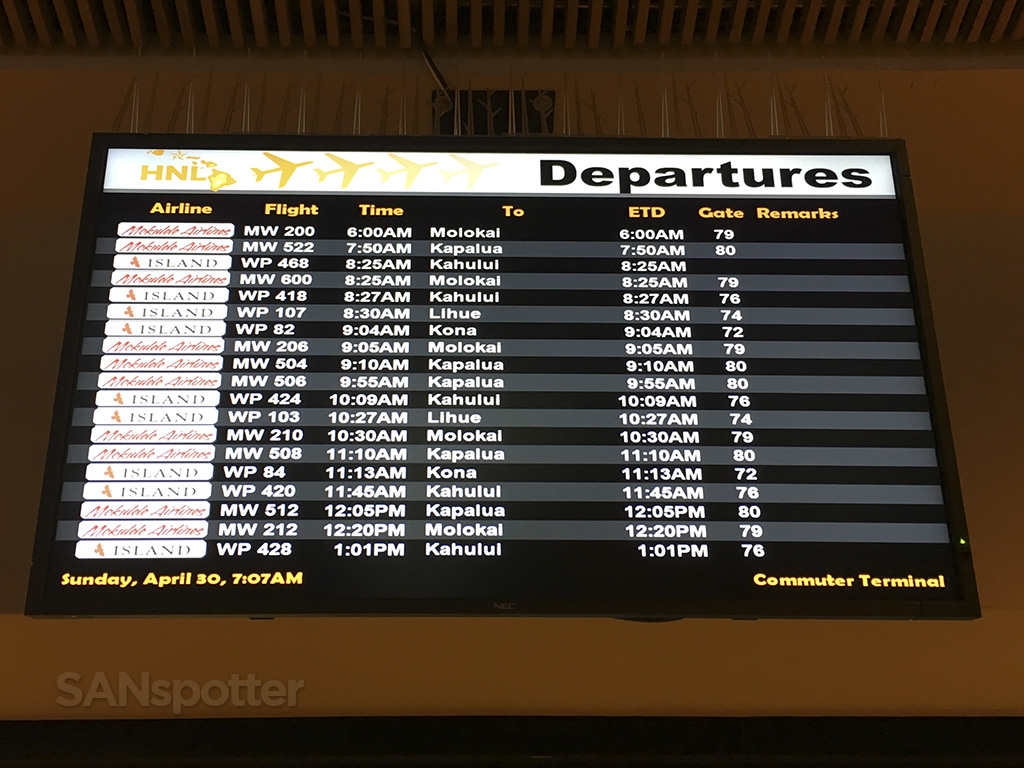 HNL commuter terminal departures