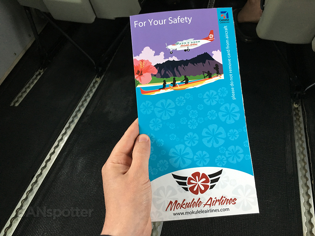 Mokulele Airlines Cessna 208 safety card front cover