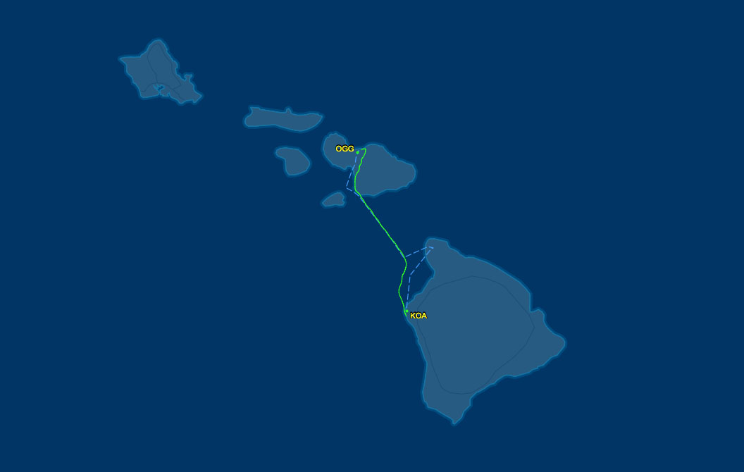 air route from OGG tp KOA