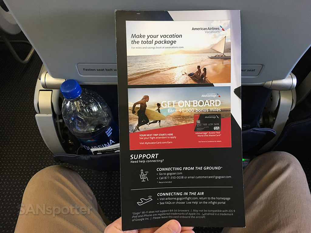 Rear cover of the American Airlines streaming content menu