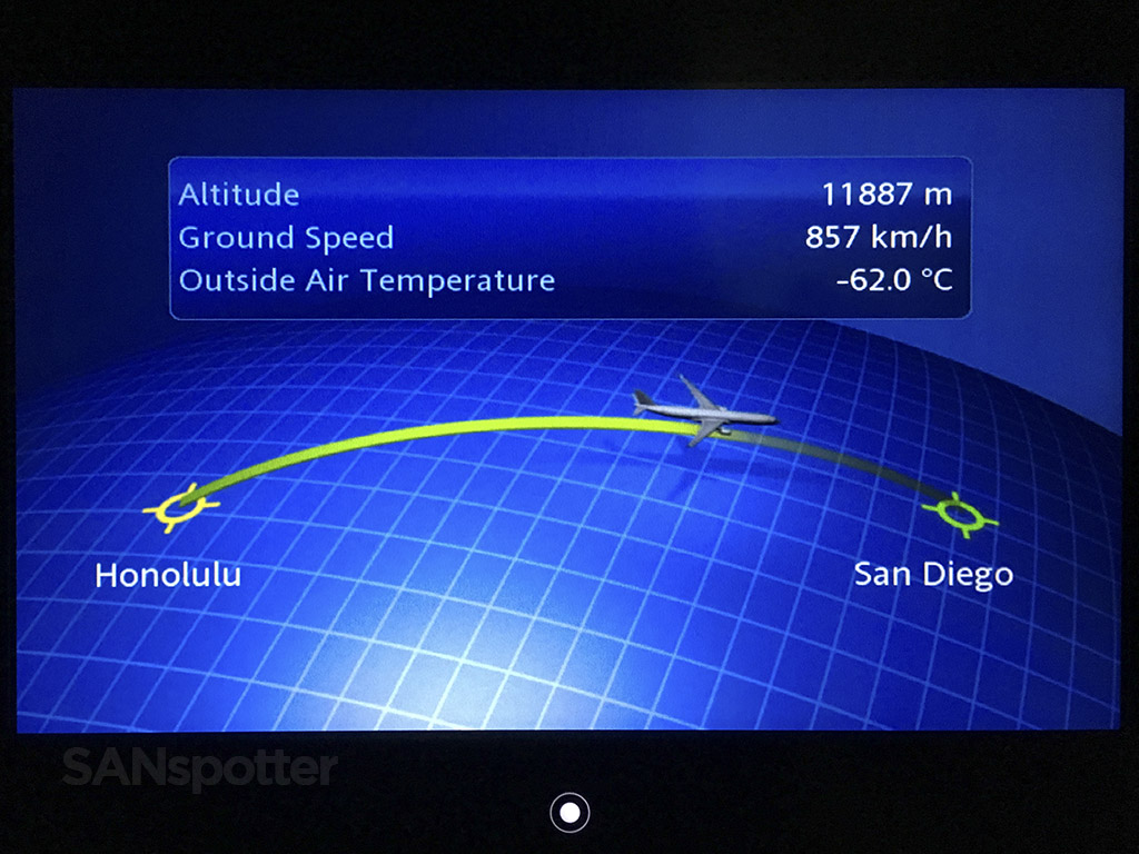  Honolulu to San Diego in flight map 